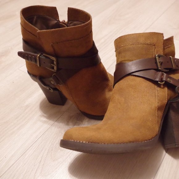 Ankle Brown Suede Buckle Boots By Mossimo Supply CO - Picture 3 of 5
